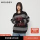 moussy 新品日系少年感撞色條紋針織衫毛衣028HAZ70-0931 020黑色 均碼 00020/F