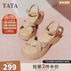 他她（TATA）涼鞋女鞋2025秋季新款休閑厚底法式氣質(zhì)時(shí)裝涼鞋女 杏色 36