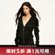 AAISUP美式不規則拉鏈翻領(lǐng)衛衣女2025年秋季新款設計感修身開(kāi)衫外套上衣 黑色 M