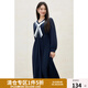 獨束大碼女裝2025春季新款學(xué)院風(fēng)微胖mm撞色海軍領(lǐng)顯瘦長(cháng)袖連衣裙 水手藍 XL (尺碼：3)