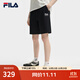 FILA 斐樂(lè )官方男士針織五分褲2025夏季新款時(shí)尚休閑舒適運動(dòng)短褲 正黑色-BK XL 180/88A/XL