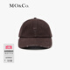 MO&Co.洗水斑駁棉質(zhì)牛仔爛邊棒球帽摩安珂 咖啡色