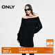 ONLY秋季休閑寬松一字領針織短裙連衣裙女|124346005 H1Z 黑色 M (165) 84A
