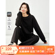 梵希蔓黑色休閑時(shí)尚圓領(lǐng)衛衣套裝女2025年春裝新款上衣顯瘦兩件套 M5832 黑色 S