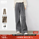 對白【爆款山本褲2.0】燈芯絨寬松顯瘦直筒休閑褲女2025秋冬新款 藍灰色 L