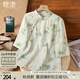 她池立領(lǐng)襯衫2025夏裝新款女裝復古國風(fēng)印花斜襟寬松款襯衣