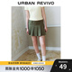 UR秋季新款女裝學(xué)院風(fēng)百褶斜紋A字廓形短裙半裙UYY540001 墨綠 M