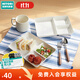 NITORI宜得利家居 餐具多尺寸餐盤(pán)菜盤(pán)湯盤(pán)圓盤(pán) 兩面撥水加工餐具 盤(pán)子 分格午餐盤(pán) 小 白色