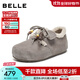 百麗（Belle）厚底松果吐司2代勃肯鞋女25秋新商場(chǎng)款串珠休閑鞋E1J1DCM5預售 灰色-毛里 37