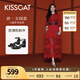 KISSCAT接吻貓孫一文同款【云感】25夏方頭粗跟時(shí)裝涼鞋黑色一字帶涼鞋 黑色 37