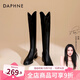 達芙妮（DAPHNE）靴子女長(cháng)筒靴女2022秋冬新品經(jīng)典騎士靴女加絨高筒靴女靴 黑色 36