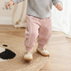 乖奇熊秋冬季女寶寶抓絨保暖褲子嬰兒童外穿純棉束腳不勒腳休閑褲 皮粉 90