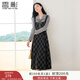 香影復古格子假兩件連衣裙女2025秋季新款收腰拼接學(xué)院風(fēng)中長(cháng)裙子 深灰 XL 170/92A/125-140斤