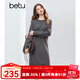 百圖（betu）女裝2025年冬季新款連衣裙拼接蕾絲雪紡氣質(zhì)簡(jiǎn)約顯瘦裙子2510T91 深灰 M