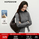 紅袖（hopeshow）小眾超好看針織開(kāi)衫2025冬季新款女裝字母刺繡雙頭拉鏈兩穿領(lǐng)上衣 煙灰056 M