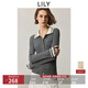 LILY2025秋新款綿羊毛混紡撞色修身顯瘦休閑通勤針織開(kāi)衫短外套女 503灰白 M