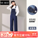 NY-RCE藍(lán)色牛仔背帶褲女韓版寬松春秋季新款時(shí)尚減齡洋氣牛仔褲 深藍(lán)色611 M