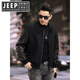 JEEP SPIRIT吉普新款休閑男真皮衣脫卸翻領(lǐng)圓領(lǐng)短款毛呢外套百搭皮夾克插肩袖 黑色 【可脫卸針織領(lǐng)】 XL 175 60-70公斤
