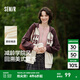 森馬（Semir）外套女連帽插肩袖寬松上衣女士秋季潮流刺繡撞色夾克美式復(fù)古 白咖色調(diào)00415 M