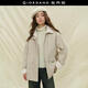 佐丹奴 設計師款純棉寬松夾克拼接仿羊羔絨翻領(lǐng)棉衣外套女18375717 02淺卡其 XL