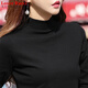 LOVER RUCCI法國2025純棉長(cháng)袖t恤女內搭上衣秋衣中年女士半高領(lǐng)春秋打底衫 218到黑色 L 105到115斤