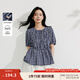 茵曼（INMAN）章若楠同款法式方領(lǐng)格紋連衣裙2025夏季新品女裝泡泡袖裙子 襯衫-18525529 M