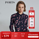PORTS寶姿 商場同款新品女裝經(jīng)典撞色印花襯衫SL8B032KPS058 丈青 S (4)