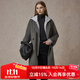 ELAND衣戀毛呢外套女西裝領(lǐng)長(cháng)款大衣冬新款 中灰色(18)M/Grey S 160