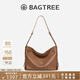 BAGTREE包包樹(shù)奶盒hobo女包輕奢品牌新款植鞣皮單肩通勤斜挎腋下女包包 烤棕色-大號 高級小眾