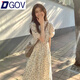 DGOV韓系chic法式甜美碎花圓領(lǐng)泡泡短袖連衣裙女夏季收腰顯瘦氣質(zhì)長(cháng)裙 小碎花連衣裙 S 80-95斤