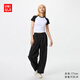 優(yōu)衣庫女裝休閑廓形長(cháng)褲/系腰帶彎刀鐮刀褲子25春夏新款481028 481028/09黑色 S