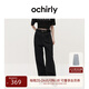歐時(shí)力OCHIRLY 香蕉褲加絨牛仔長(cháng)褲女松弛感復古顯瘦流行秋季尖貨 黑灰 L