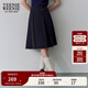Teenie Weenie小熊女裝簡(jiǎn)約時(shí)尚韓版休閑學(xué)院風(fēng)中長(cháng)款百褶裙半身裙 藏青色 S (160)