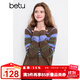 百圖betu冬季新款條紋針織衫柔軟紗線(xiàn)女士毛衣2412T13 彩條紋 M