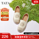 他她（TATA）漁夫鞋小香風(fēng)女鞋秋季新款復古單鞋女鞋休閑鞋子 米白 35