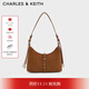 CHARLES&KEITH25秋新品復古雙肩帶鉚釘簡(jiǎn)約腋下包生日禮物CK2-20782708-1 Sienna Brown赭石棕 S
