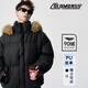 Colombass潮牌PU皮羽絨服男連帽冬季新款短款男士加厚情侶寬松毛領(lǐng)冬裝外套 黑色-可脫卸帽 （絨子含量90%） XL (180) 【建議130-145斤】寬松版