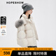 紅袖高品質(zhì)狐貍毛立領(lǐng)羽絨服冬季2024新款女裝插肩袖雙拉鏈保暖短外套 淺米005 L