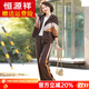 恒源祥媽媽春裝運動(dòng)套裝洋氣2025新款中老年女春秋款外套大碼休閑兩件套 咖色 28117 XL (115斤以下)