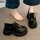 CAMILA KSENIA樂(lè )福鞋女士2026年新款春季休閑百搭增高厚底軟底英倫學(xué)院風(fēng)小皮鞋 黑色 36