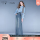三彩2025秋季新款休閑牛仔褲中腰寬松直筒褲長(cháng)褲女 湖水藍 S 155/64A
