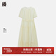 播醋酸連衣裙女2024夏新款收腰顯瘦法式氣質(zhì)褶皺長裙DDR2LD5791 O00晚紗 M