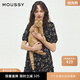 moussy 2025新品法式少女方領(lǐng)泡泡袖碎花連衣裙028ISA33-3301 025花紋黑色 M