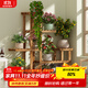 安爾雅松木花架子客廳陽(yáng)臺多肉植物多層組裝花臺簡(jiǎn)約置物架花擺架帶輪