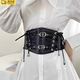 oein腰封復古黑色蕾絲束腰外穿塑身女裝飾綁帶寬腰帶時(shí)尚配飾顯瘦皮帶 黑色 1個(gè) 60-80cm