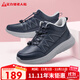足力健老人鞋中老年冬季加絨爸媽鞋輕快輕便保暖鞋25932021J 休閑藍-男款 43