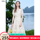 百圖betu女裝2025夏季新款短袖連衣裙重工刺繡文藝連衣裙裙子2507T67 杏色 M