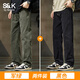 班尼路（Baleno）S&K系列休閑褲男新款秋冬季寬松直筒長(cháng)褲男士工裝純棉運動(dòng)褲子男 軍綠色+黑色 XL 125-145斤