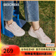 斯凱奇（Skechers）女鞋秋季透氣增高休閑鞋緩震軟底運(yùn)動鞋女時(shí)尚板鞋跑步鞋117224 白色/淺粉紅色/WLPK 37