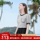 百圖betu女裝2025夏季新款襯衫拼接撞色木耳邊小香風(fēng)短袖上衣2503T54 灰色 M